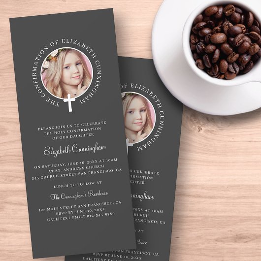 Invitation Confirmation | Photo personnalisée et croix simple