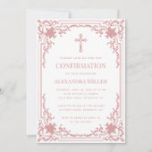 Invitation Confirmation Pink Girl Photo Dusty Rose Vintage (Devant)