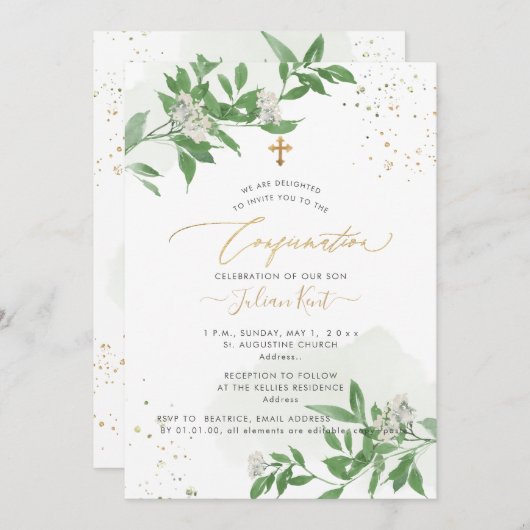Invitation Confirmation PixDezines H2 de fleurs blanches (Devant / Derrière)