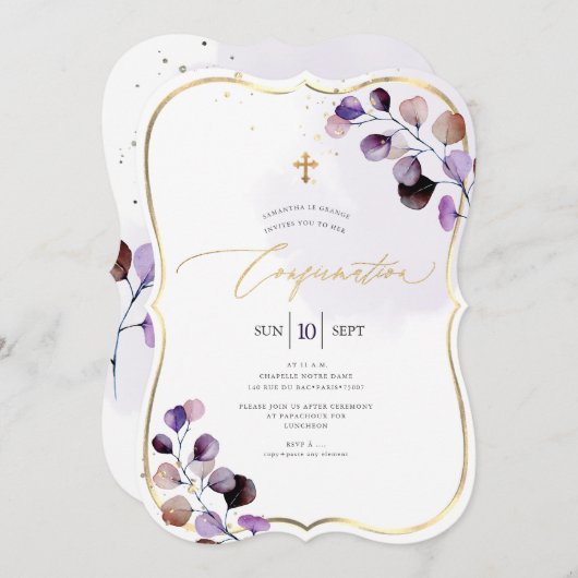 Invitation Confirmation PixDezines H2 Purple Eucalyptus (Devant / Derrière)