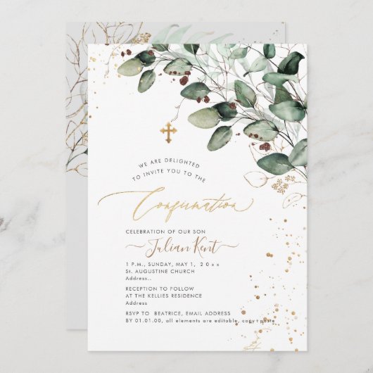 Invitation Confirmation PixDezines H2 Rustic Gum Eucalyptus (Devant / Derrière)