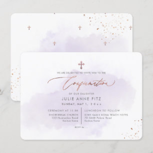 Invitation Confirmation PixDezines Rose Gold H2 Purple Washed