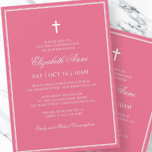 Invitation Confirmation Pour Elle   Croix classique élégante