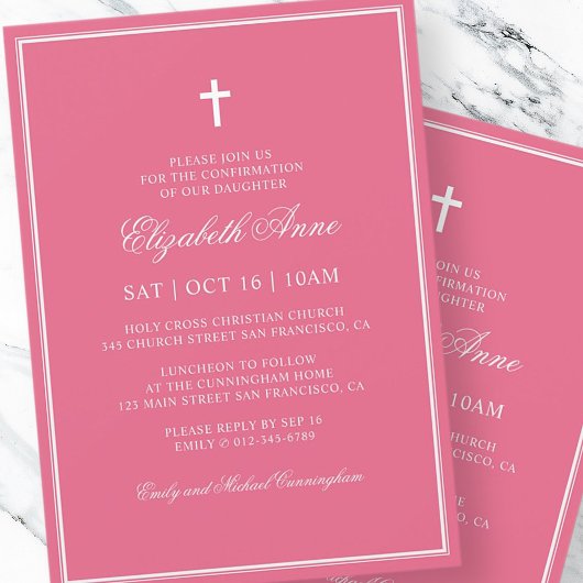 Invitation Confirmation Pour Elle | Croix classique élégante