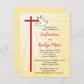 Invitation Confirmation pour les rayons d'or d'une Dove crois (Devant / Derrière)