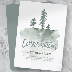 Invitation Confirmation Pour Lui   Aquarelle Pine Arbres