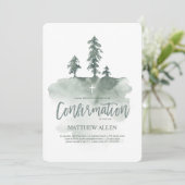 Invitation Confirmation Pour Lui | Aquarelle Pine Arbres (Debout devant)