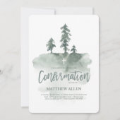 Invitation Confirmation Pour Lui | Aquarelle Pine Arbres (Devant)