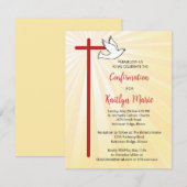 Invitation Confirmation pour une fille Croix Colombe Rayons D (Devant / Derrière)