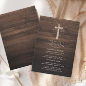 Invitation Confirmation religieuse Rustique Cross Wood