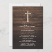Invitation Confirmation religieuse Rustique Cross Wood (Devant)