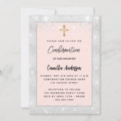 Invitation Confirmation rose argent éclaboussures de rougeur (Devant)