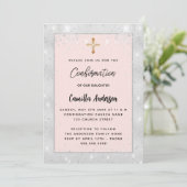 Invitation Confirmation rose d'argent or blush luxe (Debout devant)