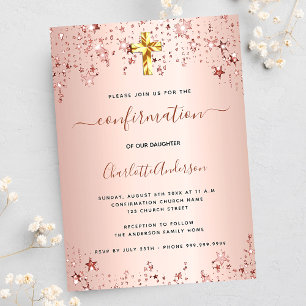 Invitation Confirmation rose or étoiles fille élégante