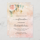 Invitation Confirmation rose or fleuri eucalyptus (Devant / Derrière)