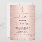 Invitation Confirmation rose or parties scintillant fille de (Devant)