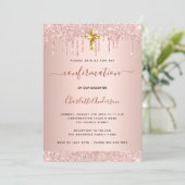 Invitation Confirmation rose or parties scintillant gouttes f (Debout devant)