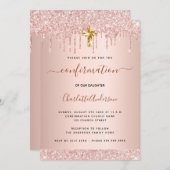 Invitation Confirmation rose or parties scintillant gouttes f (Devant / Derrière)