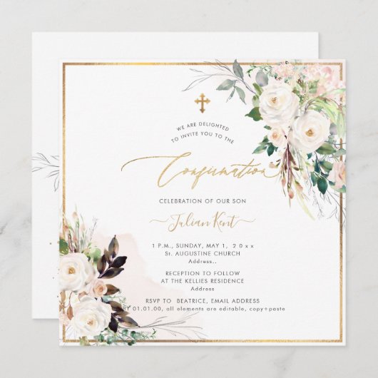 Invitation Confirmation Rose PixDezines H2 Blush Cream (Devant / Derrière)