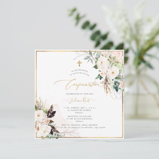 Invitation Confirmation Rose PixDezines H2 Blush Cream (Debout devant)