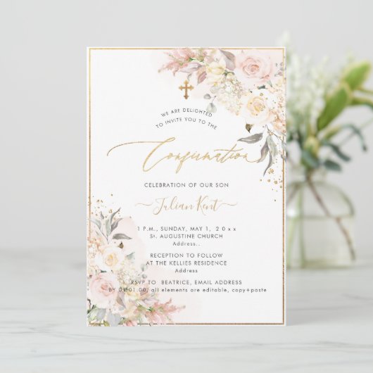 Invitation Confirmation Rose PixDezines H2 Blush Cream (Debout devant)