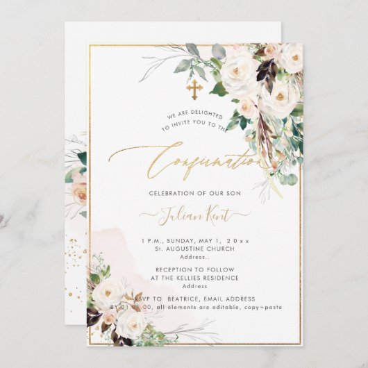 Invitation Confirmation Rose PixDezines H2 Blush Cream (Devant / Derrière)