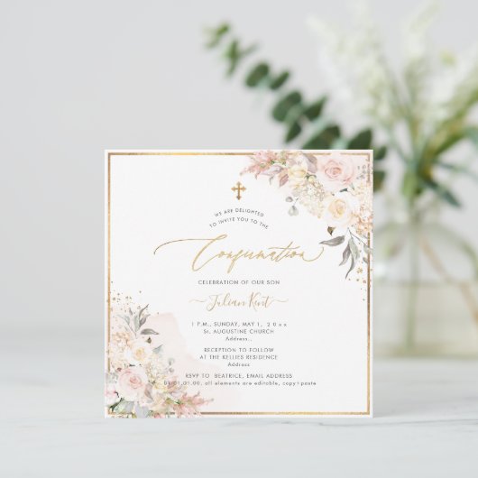Invitation Confirmation Rose PixDezines H2 Blush Cream (Debout devant)