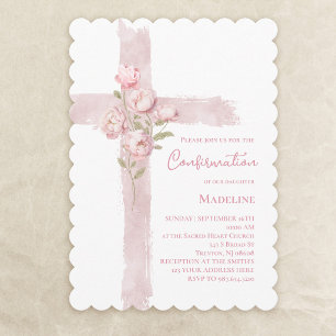 Invitation Confirmation roses peonies croix