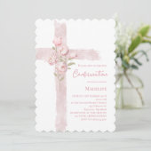 Invitation Confirmation roses peonies croix (Debout devant)