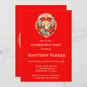 Invitation Confirmation rouge de la colombe blanche (Devant / Derrière)