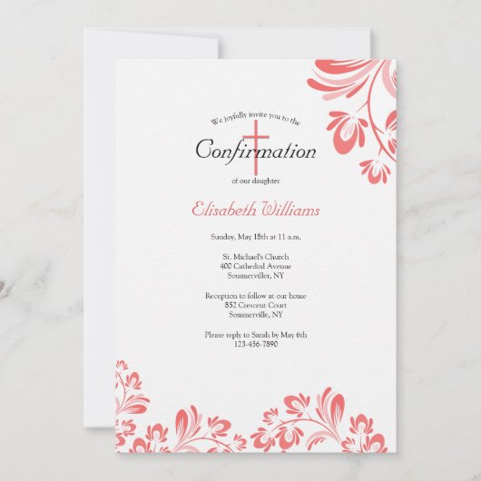 Invitation Confirmation rouge rubis (Devant)