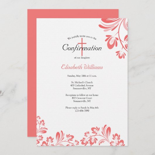 Invitation Confirmation rouge Ruby (Devant / Derrière)