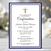 Invitation Confirmation Royal Blue White Minimalist Boy