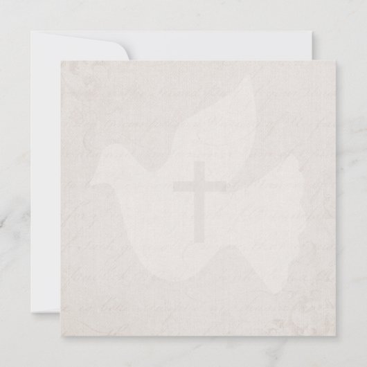 Invitation Confirmation Saint-Esprit Dove Avec Cross Taupe (Dos)