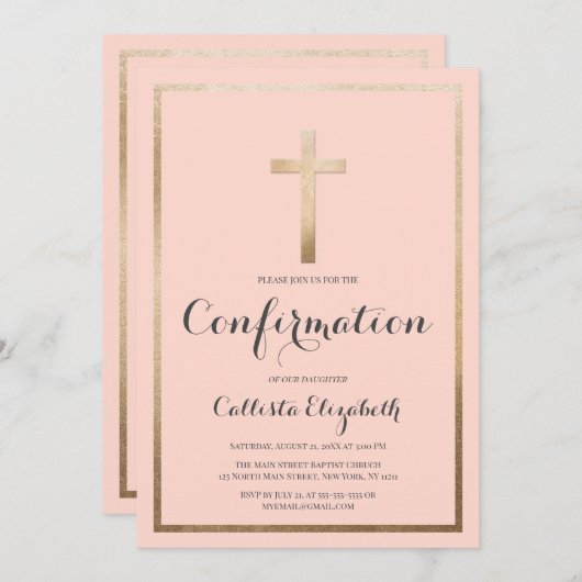 Invitation Confirmation simple et moderne de la frontière d'o (Devant / Derrière)