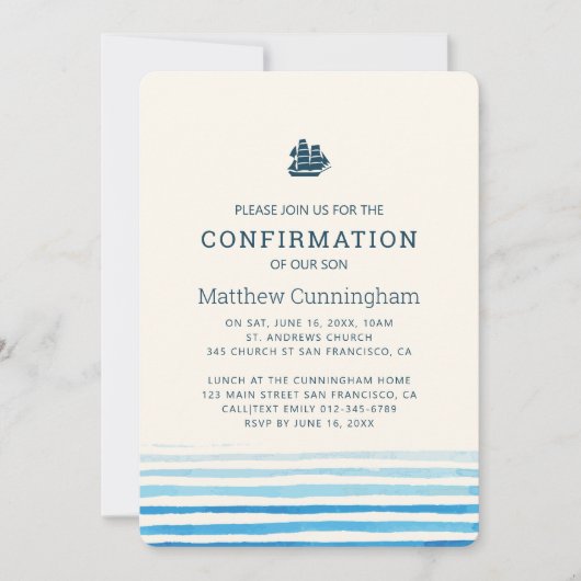 Invitation Confirmation simple | Garçon (Devant)