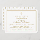 Invitation Confirmation simple Gold & White Holy Cross (Devant / Derrière)