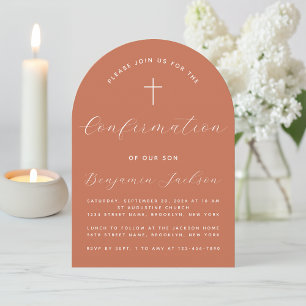 Invitation Confirmation Terracotta Arch Script moderne Simple