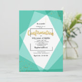 Invitation Confirmation turquoise et Gold (Debout devant)