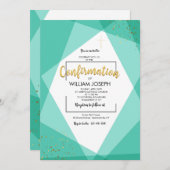 Invitation Confirmation turquoise et Gold (Devant / Derrière)