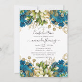 Invitation Confirmation vintage Turquoise et Gold Shabby (Devant)
