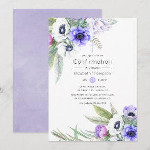 Invitation Confirmation Violet pastel et floral plum