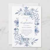 Invitation Confirmations | Chinoiserie florale bleue et blanc (Devant)