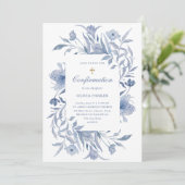 Invitation Confirmations | Chinoiserie florale bleue et blanc (Debout devant)