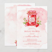 Invitation Confiture de fraises emballée avec Fête des mariée (Devant / Derrière)
