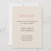 Invitation Confort confortable du Mariage virtuel Home Script (Dos)