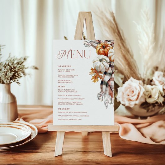 Invitation Confortable Rustique Automne 5x7 Menu Dîner