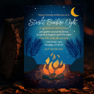 Invitation Confortable Starlit Bonfire Anniversaire Fête Invi