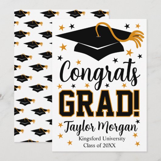 Invitation Congrats Grad Custom Name Graduation (Devant / Derrière)