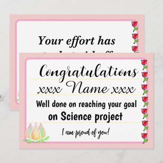 Invitation Congratulations Fantastic Effort Today Card (Devant / Derrière)